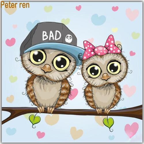 Peter ren Round Diamond Painting Cross stitch Cartoon DIY 5d Mosaic Crystal Rhinestone full Diamond Embroidery Owl bear rabbit