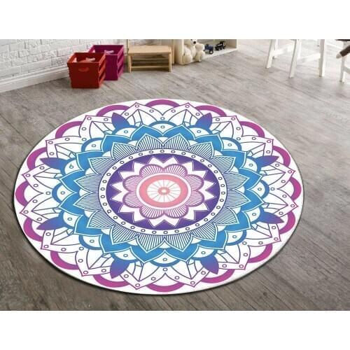 Mandala Patterned Round Carpet, Non Slip Floor Carpet,Teens Rug