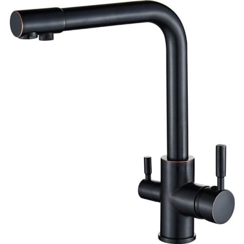 Frap New Black Kitchen sink Faucet mixer Seven Letter Design 360 Degree Rotation Water Purification tap Dual Handle F4352 series