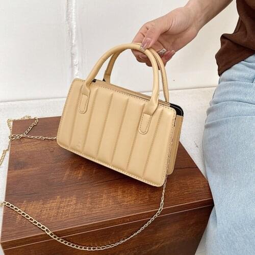 Small Square Bag 2021 New Fashion Quality PU Leather Womens Solid Color Handbag Chain Shoulder Messenger Bags Phone Packet