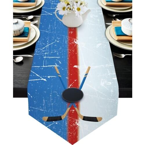 Sport Hockey Stadium Retro Table Runner Wedding Table Decor Flower Cake Tablecloth and Placemat Christmas Decor