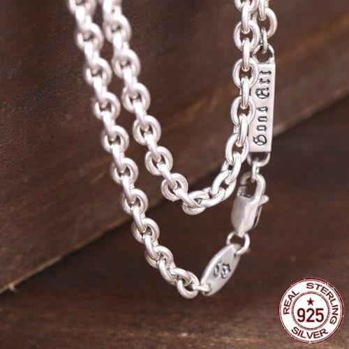 S925 sterling silver necklace tide accessories simple and generous circle personality wild couple cross chain gift 2018 new hot