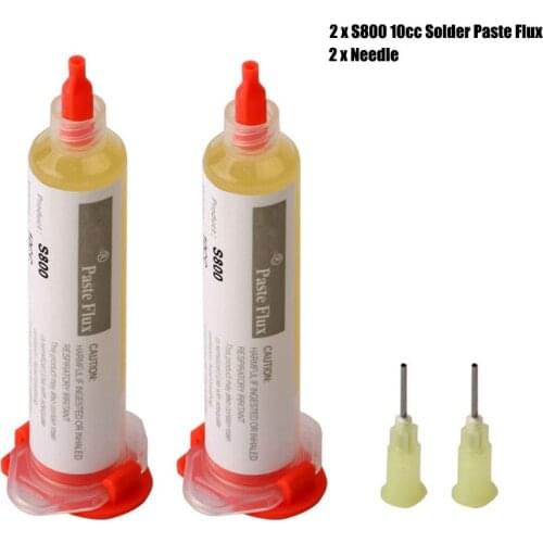 2pcs KSS S800 10CC Solder Paste Flux Soldering Paste With 2pc Needle For Soldering SMD BGA Dispensing needle Welding Flux