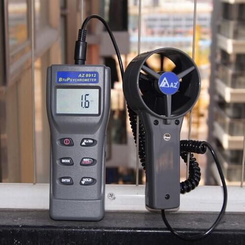 AZ8902 handheld multi-function high-precision anemometer 0.3-35m / s can be connected to a computer to analyze data BTU