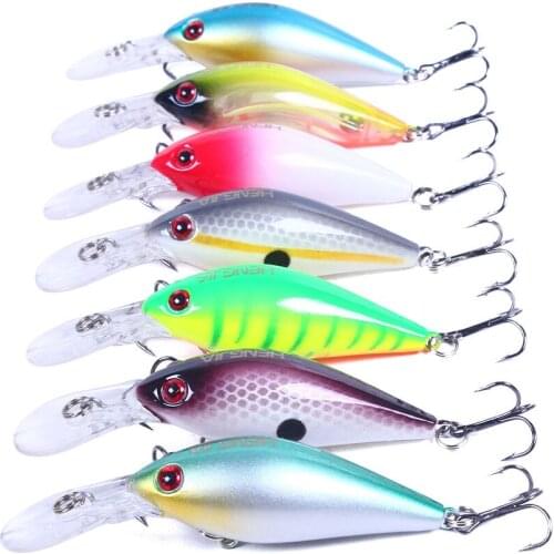 HENGJIA 6pc/lot Crank bait Fishing lure 75mm 8g Artificial Hard Bait floating Wobblers Carp Fishing Tackle 0-2M