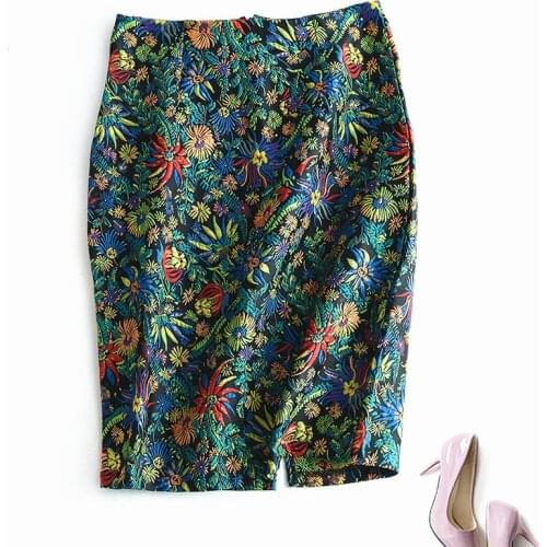 QEENRAAN Pencil Skirts With Flowers