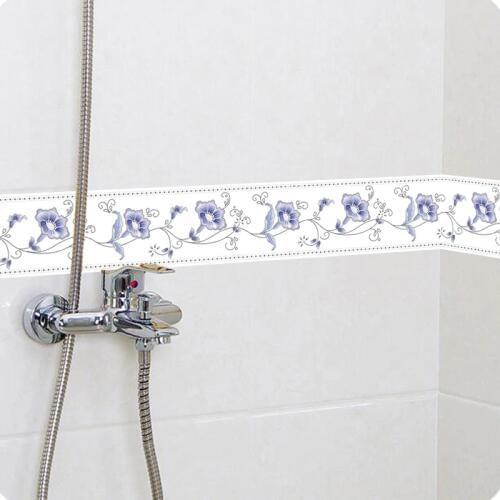 DIY Self-Adhesive Wallpaper Border Waterproof 5M Bathroom 3D Flower Pattern PVC Wall Stickers Waistline Kitchen Room Wall Decor