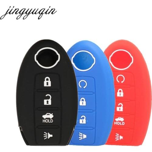 Jingyuqin Remote Car Key Silicone Case Cover For Nissan Altima Maxima Sentra 350Z Teana Sylphy Tiida Qashqai Livina Sunny 4 BTN
