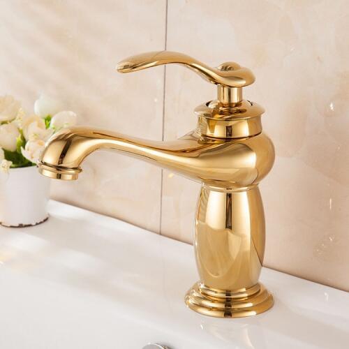 European-style hot and cold water faucet bathroom copper rose gold antique faucet counter basin single handle dual control