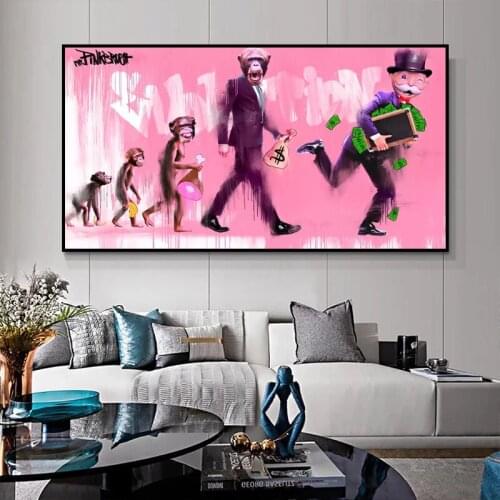 Modern Wall Decor Cuadros Abstract Cartoon Family Monkey Canvas Painting Wall Art Posters Prints Wall Pictures for Living Room