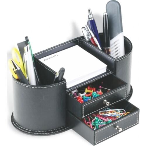 Table set Pencil holder leather texture box office drawer shelf note paper organizer