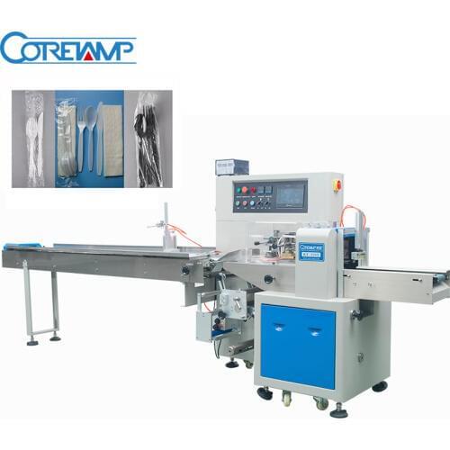 Disposable Plastic Cutlery Flow Wrapper Packing Machine