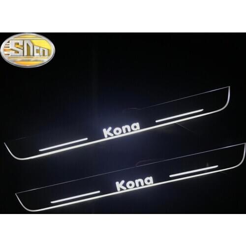 SNCN Waterproof Acrylic Moving LED Welcome Pedal Car Scuff Plate Pedal Door Sill Pathway Light For Hyundai Kona 2017 2018 2019
