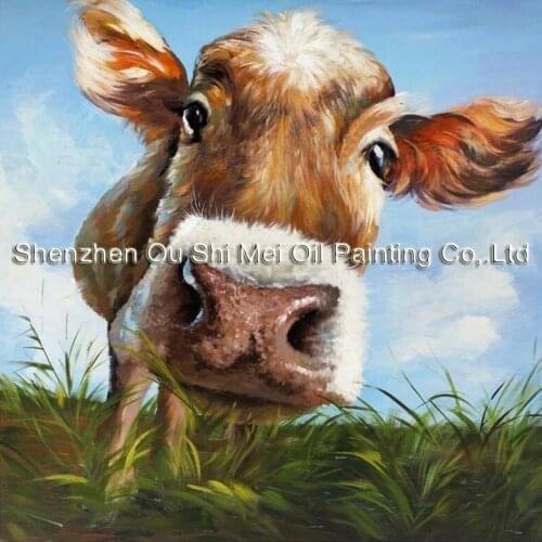 100% Handpainted Modern Cow Pictures Abstract Art On Canvas Animals Oil Painting For Bed Room Wall Pictures Home Decor Art