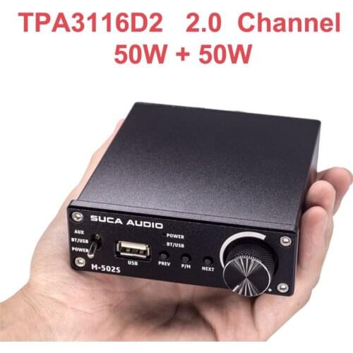 2*50W TPA3116 Bluetooth 5.0 Digital Audio Amplifier Dual Channel Class D Stereo TPA3116 Home Theater Amp FLAC/APE/MP3/WMA/WAV