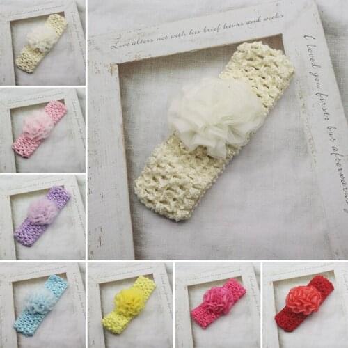 2pcs Chiffon Fabric Flower Baby Girls Headbands Newborn Toddler Elastic Hair Bands Photo Shoot Hair Accessories Cute Gifts