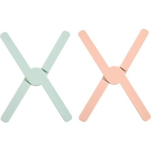 2 Pack Silicone Expanding Trivet,Foldable Non-Slip Heat-Insulating Pad X-Shaped Design,Silicone Pot Holder Placemat-ABUX