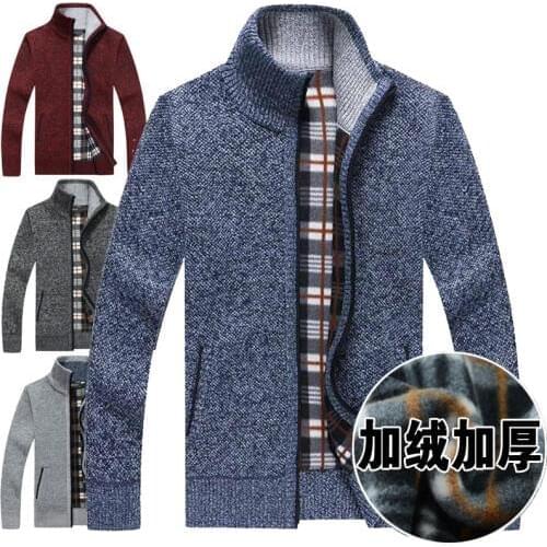2018 semi-turtleneck mens sweater thickened loosely knitted cardigan jacket long-sleeved thread coat plus size M--XXXL