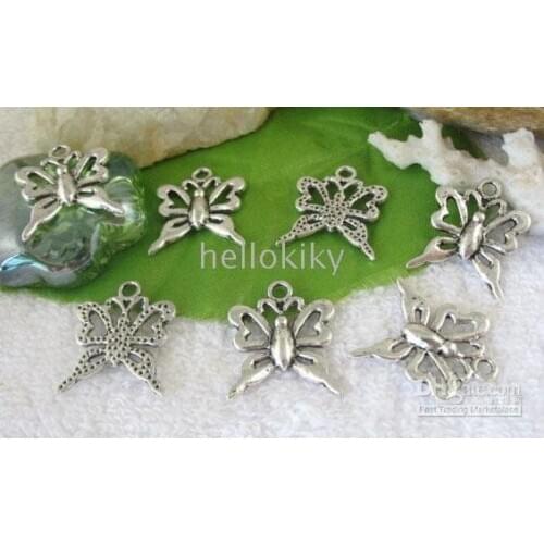 420PCS Tibetan silver butterfly charms A9153