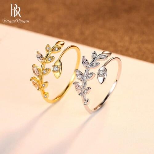 Bague Ringen S925 Ring For Women Pure Sterling Silver 925 Jewelry Olive Branch Leaf Female Party Ring For Summer Vacation Party