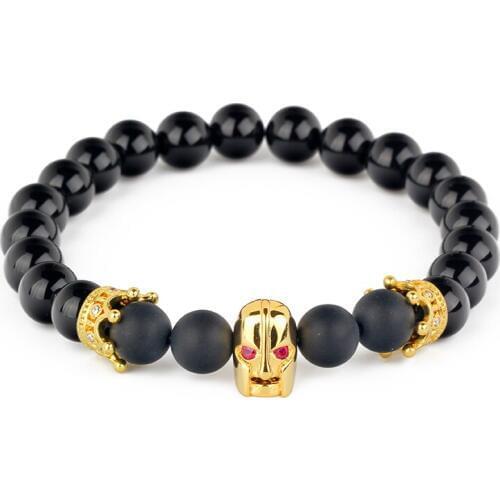 Crown Charm Bracelet Top Quality Stone Bracelets Bangles Jewelry Inlay Zircon Men Strand Hand Chain Jewelry Gift BR037