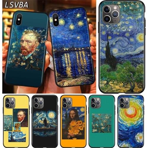 Black Cover Van Gogh painting Art for Apple iPhone 12 Mini 11 XS Pro Max X XR 8 7 6 6S Plus SE 2020 5 5S Phone Case
