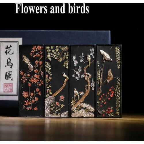 4pcs/set Chinese Calligrpahy ink sticks Solid Inks Hui Mo Chinese Paint Hui She Laohukaiwen Flowers and Birds black color