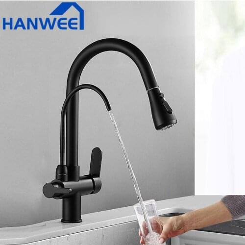 HANWEE Purified Kitchen Faucet 360 Degree Rotation Purification Deck Mounted Pure Water Sink Hot Cold Water Mixer Tap
