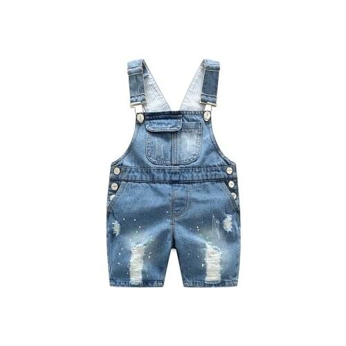 2020 summer children pants Overalls Korean Distrressed Worn Holes Straps Jeans Girl boy baby shorts pants kids clothes clothing