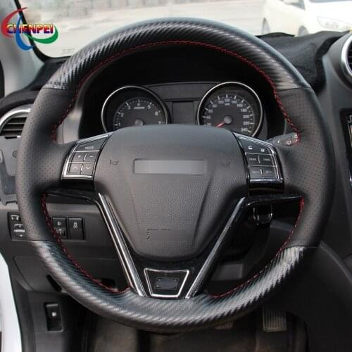DIY Anti-Slip Black Leather PU Carbon Fiber Car Steering Wheel Cover For Great Wall Haval New Hover H6 Hover H1