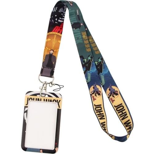 E2916 Cartoon Movie Business Badge Card Holder with Necklace Lanyard Keychain keys Badge ID Mobile Phone Rope Gifts