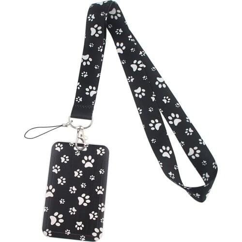 FD0241 Office Card Set Dog Paw Mobile Phone USB ID Badge Holder Yang Keys Strap Tag Neck Lanyard For Girls Cute