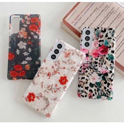 LOVECOM Glossy Vintage Florals Phone Case For Samsung S21 Plus S20 FE A52 A72 A51 A71 A32 A50 A70 Note 20 Soft Dream Shell Cover