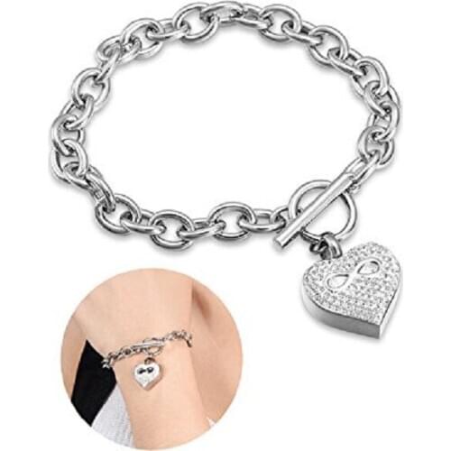 IJB5065 High Quality Crystal Infinity Heart Memorial Ashes Keepsake Cremation Jewelry Urn Pendant Bracelet