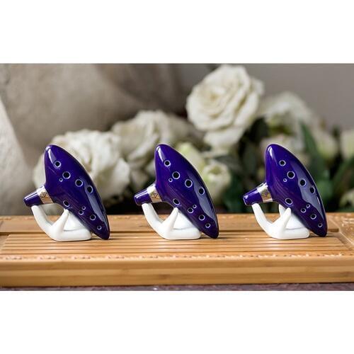 1pcs 12 Hole Ocarina Instrument Ceramic Alto C Legend of Zelda Ocarina Flute Blue with box Drop shipping