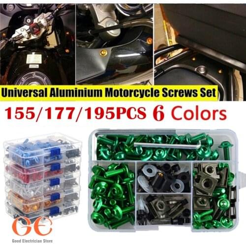 155/195/177x Aluminium Motorcycle Screws Set Black Fairing Bumpers Panel Bolts Kit Fastener Clips Screw round head screw screws