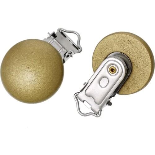 LF 5Pcs Golden Wooden Metal Baby Pacifier Clips Solid Color Holders Cute Infant Soother Clasps Holders Accessories Diy Tool