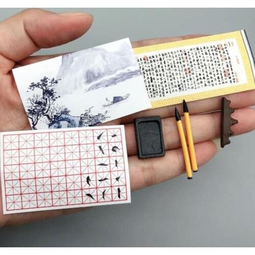 1 Set DIY Miniature Dollhouse Readroom Furniture Accessories Brush ink stone Baby Gift Dollhouse Miniature Learning Accessories