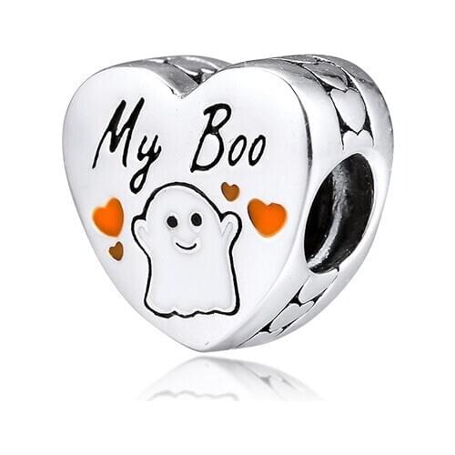 Fashion Halloween Ghost Enamel Heart Beads for Charms Bracelets Women Silver 925 Jewelry Lovely Charm Beads for Jewelry Making