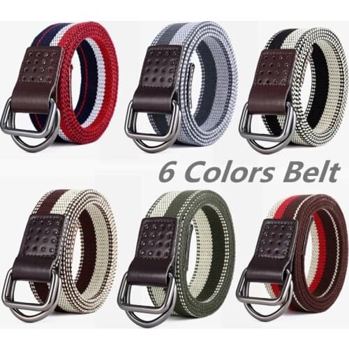 6 Colors Mixed Color Men Casual Knitted Pin Buckle Belt Woven Canvas Elastic Expandable Braided Stretch Webbing Strap