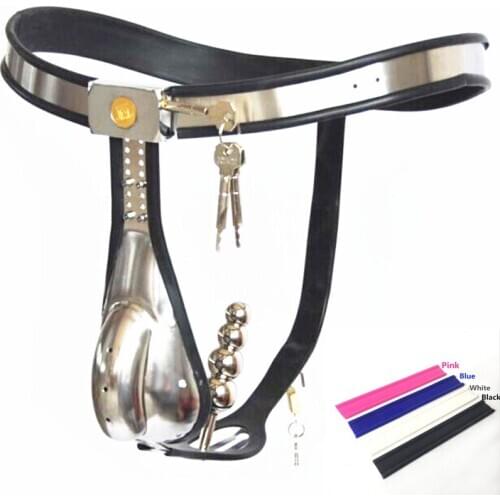 Male Chastity Belt Stainless Steel T-Type Chastity Pant Removable Anal Bead Lock Penis Restraint Device Sex Toys for Men G7-4-52