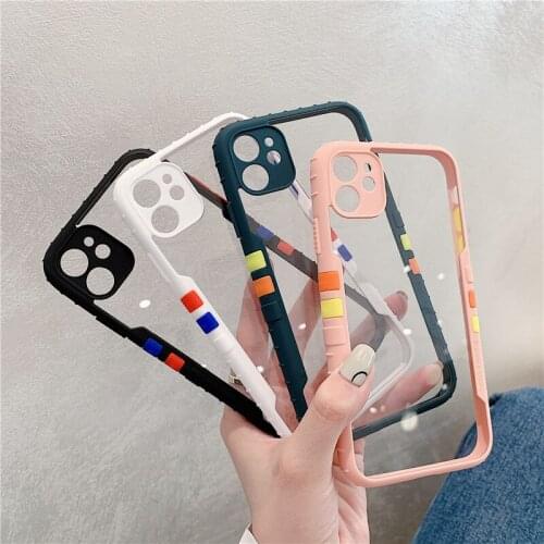 Candy Color Soft Bumper Phone Case For iPhone 12 11 Pro Max XR X XS Max 8 7 6S Plus SE 2020 12 Mini Shockproof Clear Cover Funda