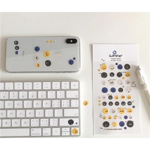 SIXONE 1Pc Ins Creative Cute Mini Stickers Smiling Face Expression Pack Phone Stickers Handbook Material Decorative sticker