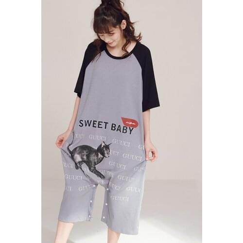 New Summer Pajamas Set Cute Cartoon Bodysuit for women Short Sleeve Sleepwear Pijamas Home Clothing