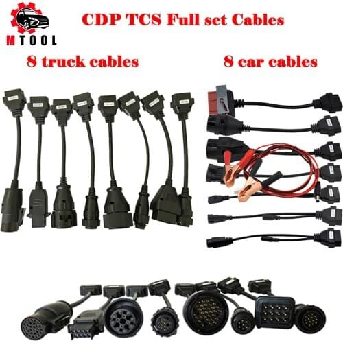 Full Set 8 Truck Cables 8 Car Cables OBD2 Diagnostic Tool OBDII OBD 2 Connect Cable For VD TCS CDP Pro Plus interface Scanner