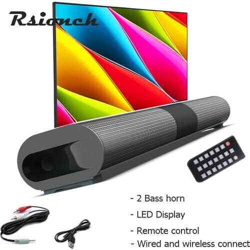 Rsionch Home Theater Soundbar Speakers Wall Mounted TV Sound System Bluetooth Speaker Led Lantern Music Player Support RCA AUX