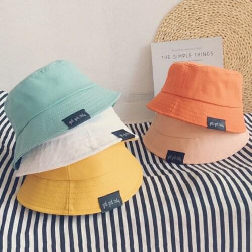 New 2-6 Years Korean Kids Bucket Hat Candy Colors Boys Girls Christmas Hat Autumn Cotton Hat Round Top Sunscreen Fisherman Cap