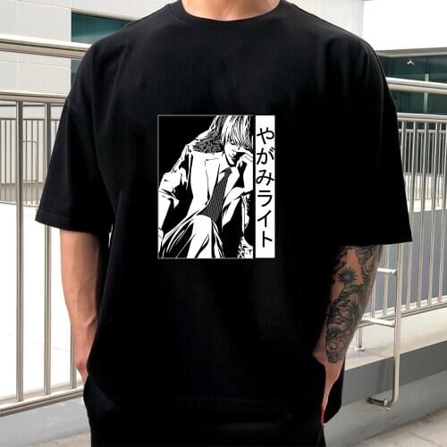 Death Note Print T-shirts Men Summer 2021 Graphic Tees Funny Shirts for Men Loose Harajuku Tops for Teens