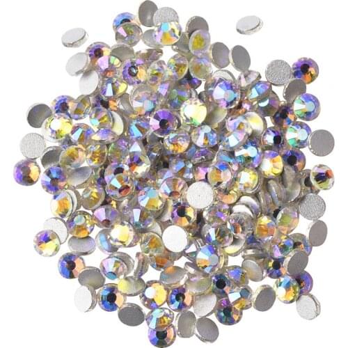1440pc/1 Crystal AB Flat Back Rhinestones Glass Crystal loose Beads bulk pack 2mm 3mm 4mm 5mm 6mm 7mm Flat-back Clear nail Stone