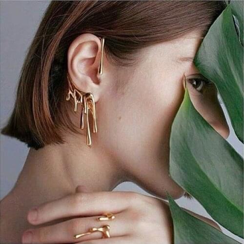 Stylish Unique Design Dripping Wax Shape Metal Clip Earring for Women Girls Irregular Charms Earrings Hyperbole Jewellery